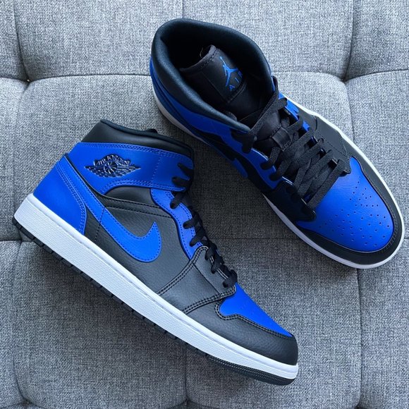 🖤💙🤍 Nike Men's Air Jordan 1 Retro Mid shoes - Picture 2 of 4